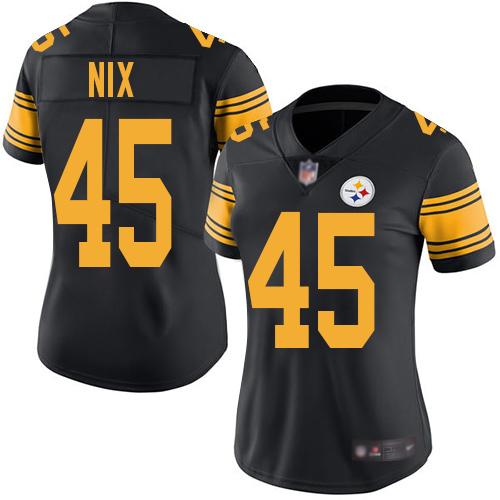 Women Pittsburgh Steelers Football 45 Limited Black Roosevelt Nix Rush Vapor Untouchable Nike NFL Jersey